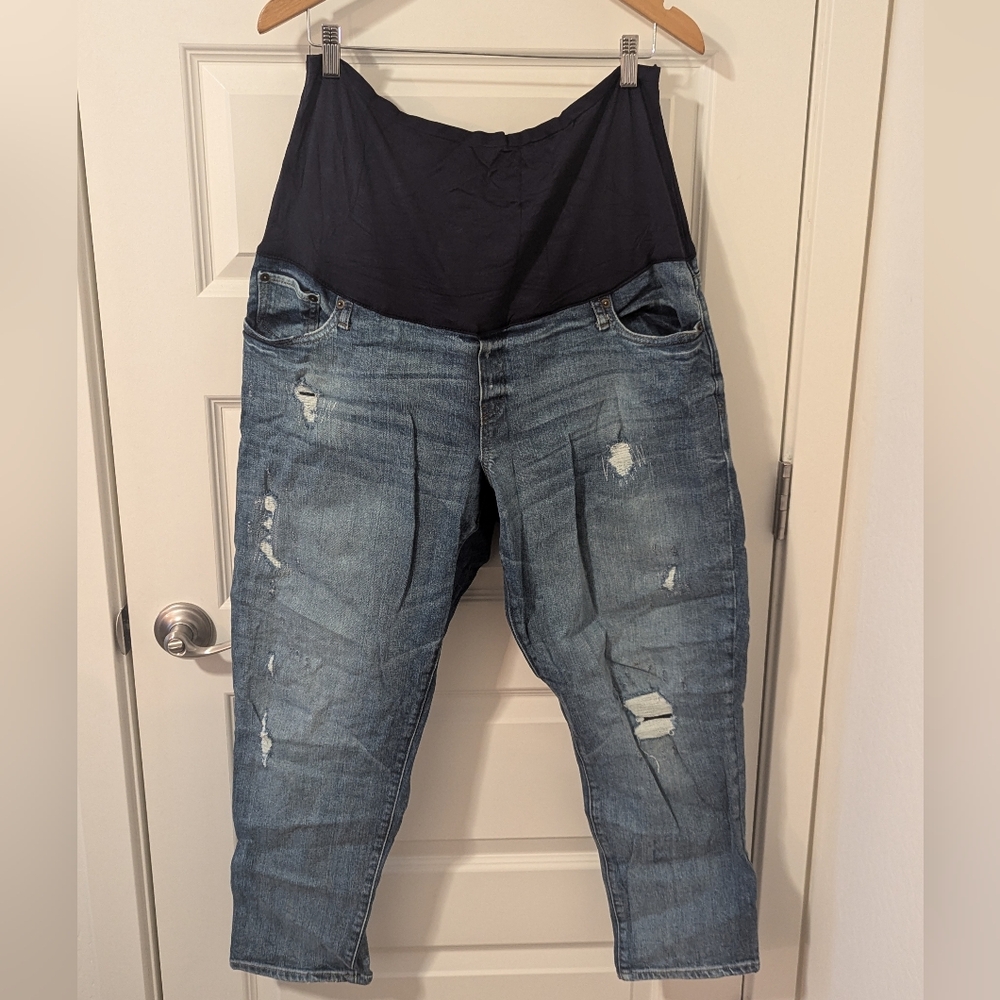 GAP Maternity Jeans Distressed Girlfriend Style Plus Size 16